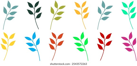 Set of Autumn leaves in cartoon style. A cute background. Seasonal banner. September fall. October party. November sale. Decorative border. Halloween. Maple branch. Vector illustration