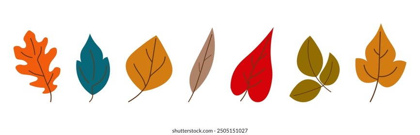 Set of autumn leaves. Autumn collection drawn by hand