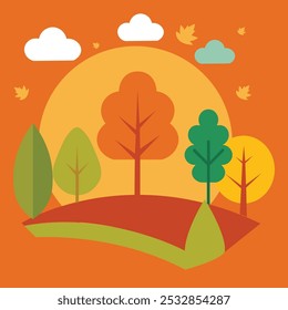 Conjunto de hojas de otoño de diferentes árboles, roble, arce. Simple, amarillo, rojo, naranja hoja de otoño conjunto para el patrón, Anuncio, etiqueta engomada, Hola tarjeta de otoño. Ilustración vectorial plana en ilustrador de adobe.