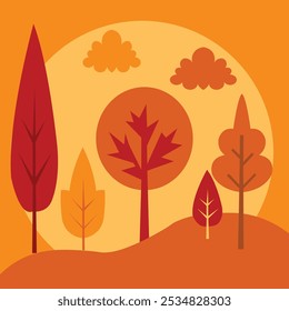 Conjunto de hojas de otoño de diferentes árboles, roble, arce. Simple, amarillo, rojo, naranja hoja de otoño conjunto para el patrón, Anuncio, etiqueta engomada, Hola tarjeta de otoño. Ilustración vectorial plana en ilustrador de adobe.