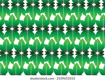 Conjunto de hojas de otoño de diferentes árboles, conjunto de hojas para el patrón, Anuncio, etiqueta engomada, Hola tarjeta de otoño. Diseño plano del patrón inconsútil de la Ilustración vectorial en color verde del gradiente del fondo blanco