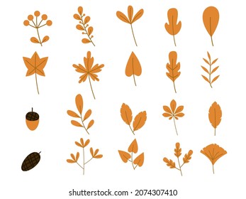 set autumn leaves element decoration