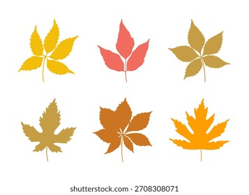 Herbstlaub. Herbst Hintergrund, Laub von Ahorn; Kastanie und fünfblättriger Efeu in den Farben Rot, Orange, Gelb und Grün. Vektorgrafik