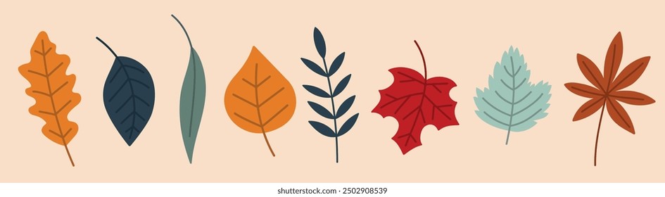 Set of autumn leaves, autumn, fallen leaves