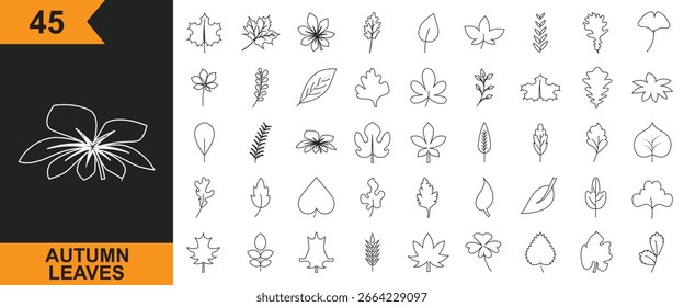 Ikone der Herbstblätter. Vektorgrafik. einzeln auf weißem und schwarzem Hintergrund. EPS 10