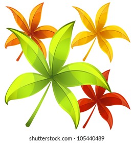 Set of autumn leaves, isolated on white, each separately, eps-10