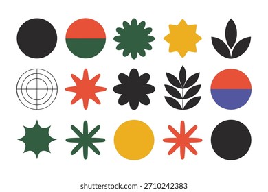 Set of autumn leaves and trees vector illustration