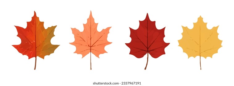 Set of autumn leaves.Colorful leaf icons collection. Watercolor autumn leaves.Maple leaf.