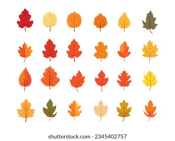 Set of autumn leaves.Colorful leaf icons collection. Flat autumn leaves.Maple leaf.