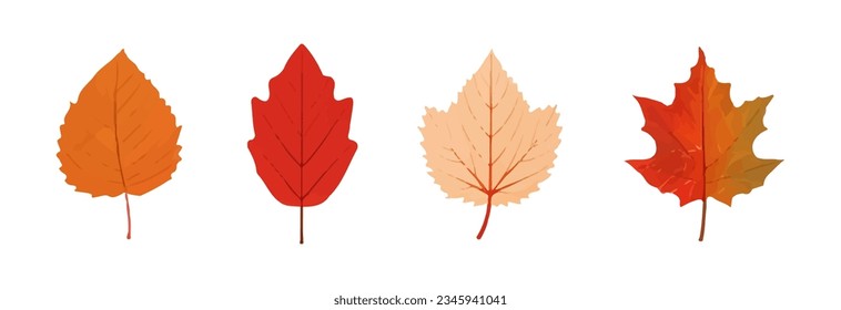 Set of autumn leaves.Colorful leaf icons collection. Watercolor autumn leaves.Maple leaf.