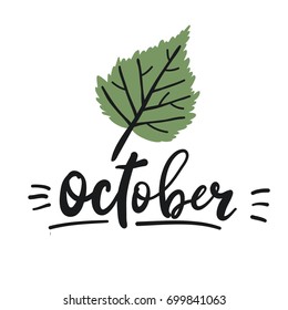 Set autumn lettering. Hand written October