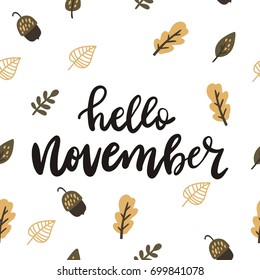 Set autumn lettering. Hand written November