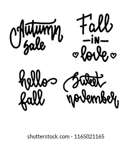 Set of autumn lettering isolated on white background. Vector illustration for posters, cards and much more.