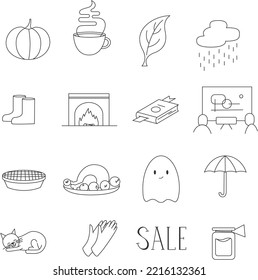 set of autumn line icons vector version