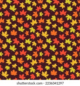 A set of autumn maple leaves seamless pattern, 1000x1000, Vector graphics.