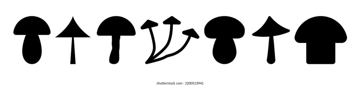 Set of autumn mushrooms. Silhouettes. Vector