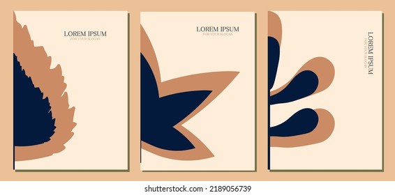 Set of autumn pastel abstract leaves background 