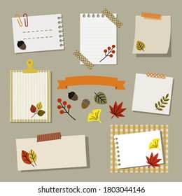 Herbstpflanzensatz und Notizpapiere