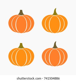 Set of autumn pumpkins icons. Vector illustration