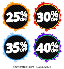 Set Autumn Sale banners design template, Fall discount tags, Thanksgiving Day promotions, app icons, vector illustration