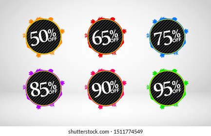 Set of Autumn sale banners design template, Fall discount tags, Thanksgiving day promotions, app icons, vector illustration.