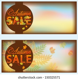 Set autumn sale banners, vector illustration