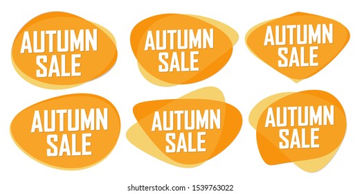 Set Autumn Sale Bubble Banners Design Template, Discount Tags, App Icons, Vector Illustration