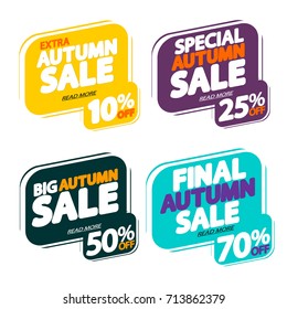 Set Autumn Sale, bubble banners, elements design template, design template, app icons, vector illustration