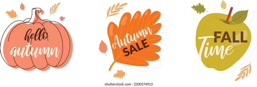 Set of Autumn Sale Labels with Text