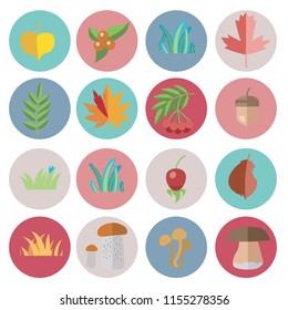 Set of autumn and school icons. Flat simple vector style. Modern vector illustration