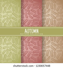 set autumn seamless pattern and label with flat fall wild grass in silhouette style. colorful background. Template for texture textile fabric design, wrapping paper, web page wallpaper