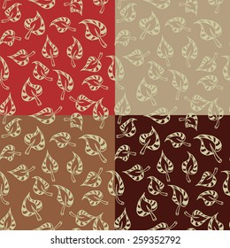 set of autumn seamless pattern with leaves