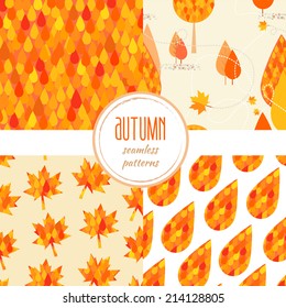 Set of autumn seamless pattern. Vector illustrations