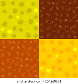 Set of Autumn Seamless Patterns in Colors of Fall