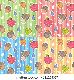 set of autumn seamless patterns, vector
