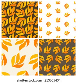 Set of autumn seamless patterns. Vector illustration