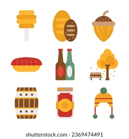 Set of Autumn Season Color Elements and Icons Pack