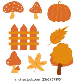 Set of Autumn Season For Decoration