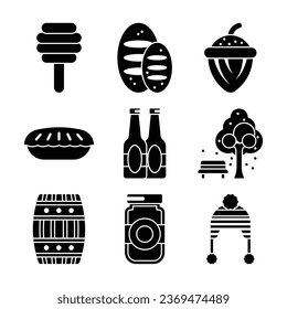 Set of Autumn Season Glyph Elements and Icons Pack
