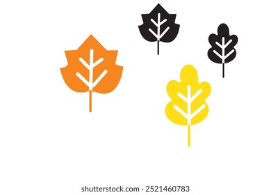 Set of autumn silhouettes of leaves and berries. Isolated on white background.