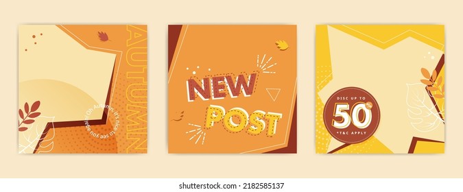 Set of Autumn social media post design