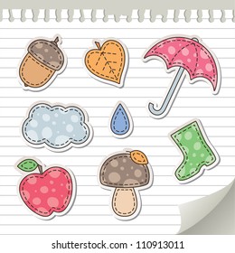 set of autumn stickers