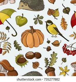 Set of autumn symbols pattern