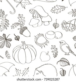 Set of autumn symbols pattern