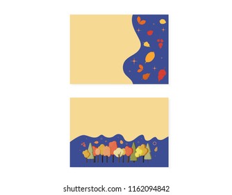 Set of autumn templates.  Backgrounds with leaves trees decoration. Elements for season design. Vector illustration.