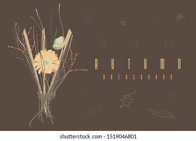 Set of autumn templates. Vector design for card, poster, flyer, web and other users. Trendy hand drawn textures.