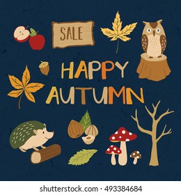 Set of Autumn Theme Design Elements 