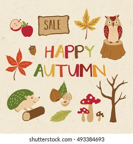 Set of Autumn Theme Design Elements
