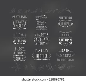 set of autumn themed retro design elements fall vintage elements