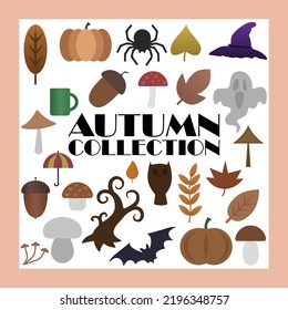 Conjunto de cosas del otoño. Ilustración vectorial de otoño